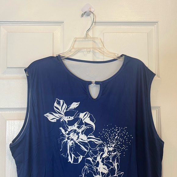 Women's Plus Size Floral Print Keyhole Neck Elegant Summer Sleeveless Dress 20W - Picture 7 of 7